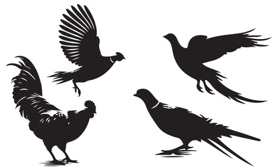 set of silhouettes of birds
