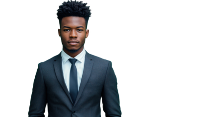 Confident businessman posing with transparent background