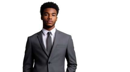 Confident businessman posing on transparent background
