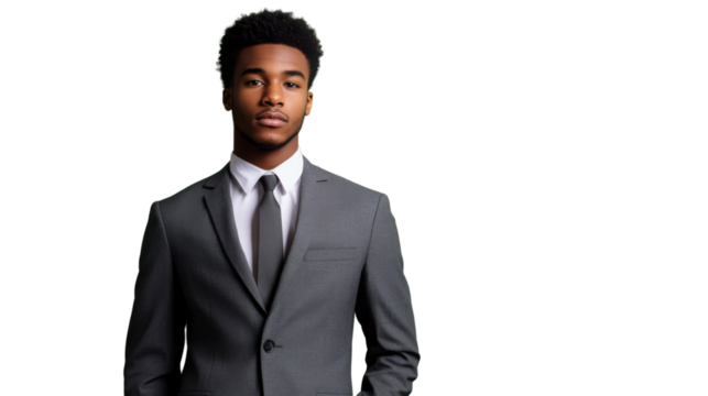 Confident businessman posing on transparent background