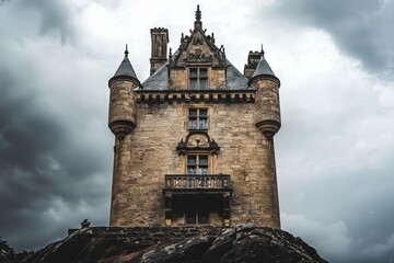 Fototapeta premium Historic castle with dramatic clouds in moody atmosphere