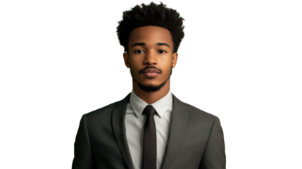 Confident businessman posing with transparent background