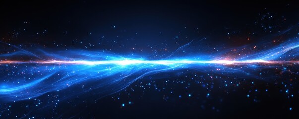 Fototapeta premium Dynamic blue energy wave spanning across a starry night sky