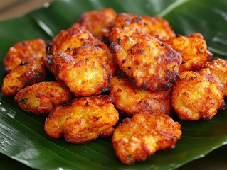 A macro shot of freshly fried glowing medu vada, served with coconut chutney and hot sambar. The crispy golden brown exterior contrasts beautifully with the soft, white interior of the vada 