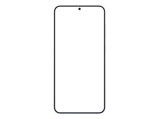 Photo of smartphone similar to android device without background. Icy blue color. Template for mockup. Only frame, without screen

