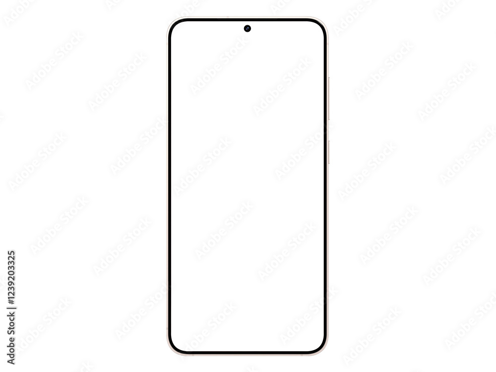 Wall mural photo of smartphone similar to android device without background. pink gold color. template for mock