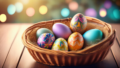 Fototapeta premium easter eggs in basket