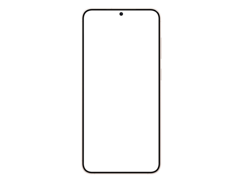 Photo of smartphone similar to android device without background. Pink gold color. Template for mockup. Only frame, without screen

