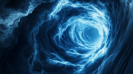 A 3D-rendered futuristic tunnel bathed in blue light and swirling smoke, blending industrial and horror elements for use in banners, posters, and templates