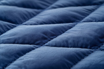 Obraz premium Close-up view of quilted fabric showcasing intricate textures and patterns in deep blue color