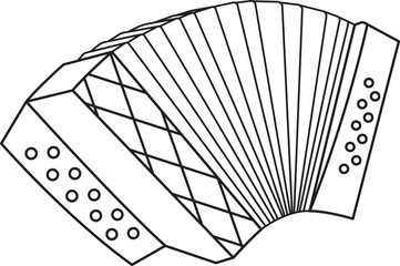 St. Patrick's Day, accordion, Irish folk musical instruments, black and white linear icon isolated on a white background