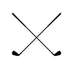 silhouette of two crossed golf clubs - vector illustration