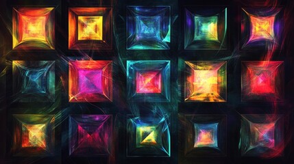 A collection of distorted glitch-style geometric squares, serving as trendy background shapes for banners, posters, and digital designs