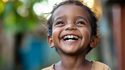 smiling giggle Indian young boy close up face portrait