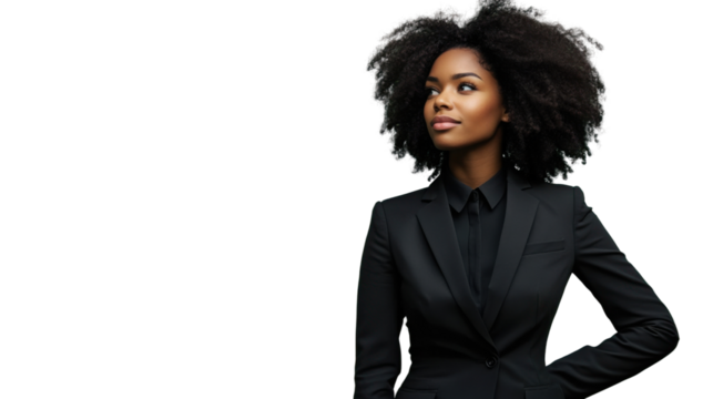 Confident businesswoman posing with hand on hip on transparent background - Powered by Adobe