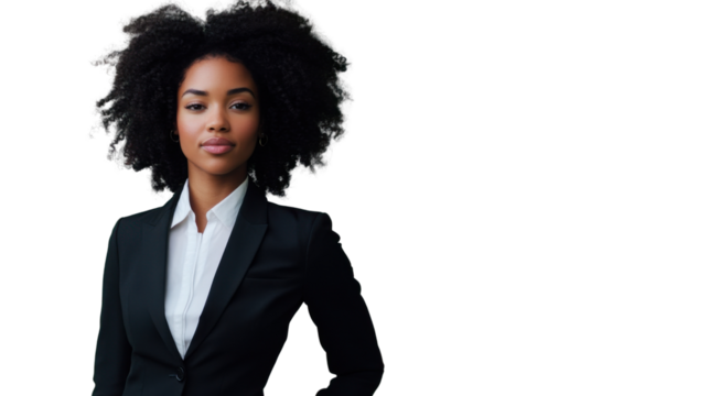 Confident businesswoman posing with transparent background