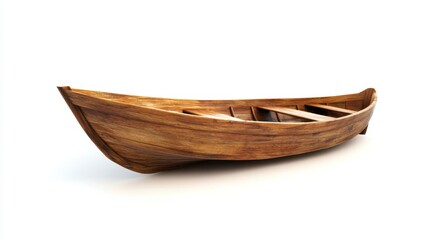 Wooden rowboat isolated on white background
