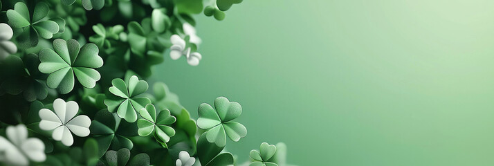 Green clover leaves background with various shades and depth