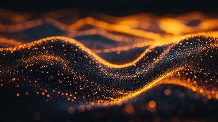 Glowing orange particles wave abstract background