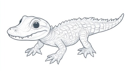 Cute baby alligator illustration, wildlife, nature