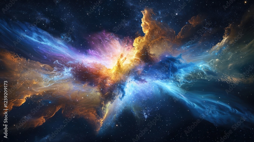 Poster dynamic streams of digital data flowing through abstract space gigapixel visualization cosmic enviro