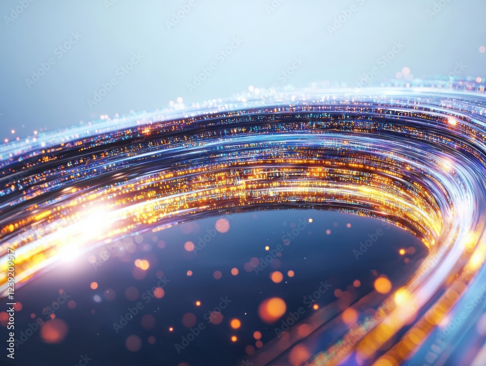 Poster dynamic flow of digital data streams abstract space gigapixel visualization colorful environment fut