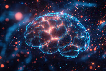 Fototapeta premium Visual representation of a glowing brain filled with vibrant connections and neural activity