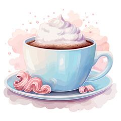 Hot Cocoa Illustration Vector Watercolor Clipart