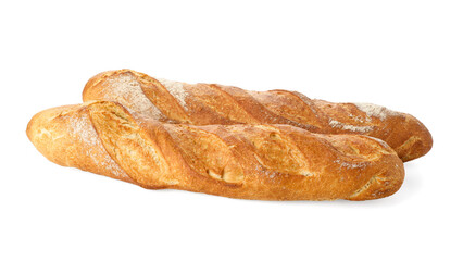 Freshly baked bread. Baguettes isolated on white