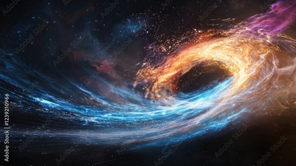 Poster Dynamic flow of digital data streams in abstract space gigapixel visualization cosmic environment immersive concept