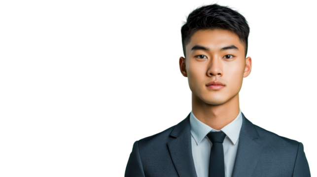 Confident asian businessman posing on transparent background - Powered by Adobe