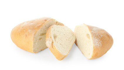 Pieces of fresh bread isolated on white
