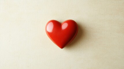 Red Heart on Beige Background