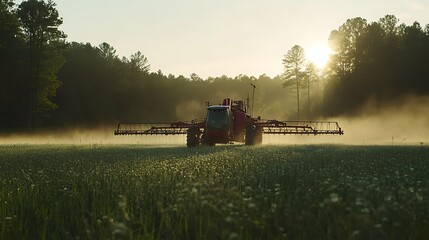 Naklejka premium Field with a combination of biological and mechanical pest control methods, showing a balanced, sustainable farming environment.