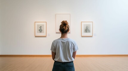 Contemplating art at a minimalist gallery exhibition