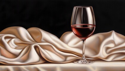 An intimate and luxurious portrayal of wine being served, focusing on the glistening crimson tones and elegant flow.