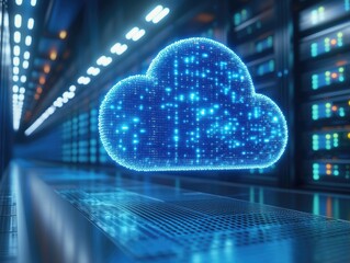 Cloud computing technology concept. Big data transfer on the internet. Digital network connection. Modern server room. Data storage system. Innovative tech. Cybersecurity. 