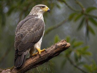 Fototapeta premium Majestic Rested Goshawk Buzzard Perched in Tree Close Up Wildlife Photography