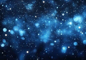Obraz premium Abstract blue background with glowing particles, stars, and bokeh effects creating a dreamy atmosphere for creative projects and digital content
