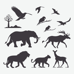 Fototapeta premium Set of animals silhouettes