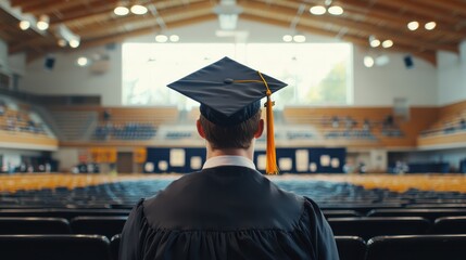 Obraz premium Emotional graduation ceremony surprise messages auditorium digital display celebration audience perspective heartfelt moments captured