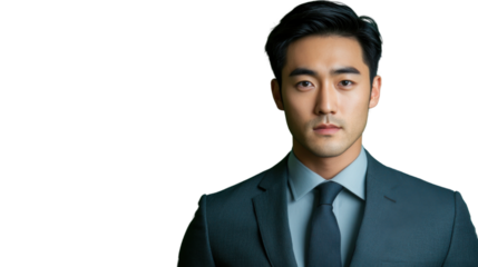 Serious businessman portrait with transparent background