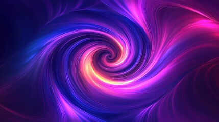 Fototapeta premium A swirling motion effect of glowing speed trails in neon colors against a dark purple background, evoking futuristic energy