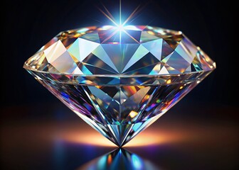 Sparkling Diamond Gem: Front, Side & Top Views - 3D Render Isolated on Background