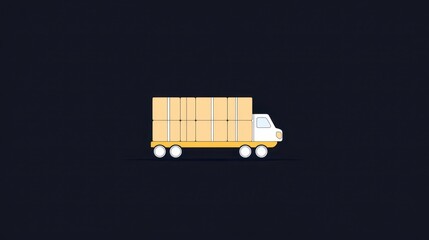 Cartoon Style Delivery Truck with Boxes on Dark Background