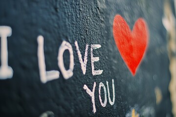 I Love You. Valentine's greeting. Dry brush lettering. Modern calligraphy poster in an expressive style.