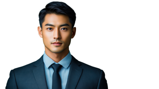 Confident asian businessman posing on transparent background - Powered by Adobe