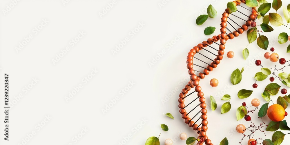 Poster DNA structure visualization with colorful double helix strands on a neutral background