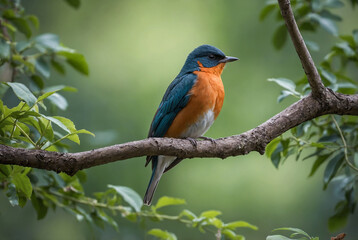Fototapeta premium single bird perched on a branch, peaceful and still