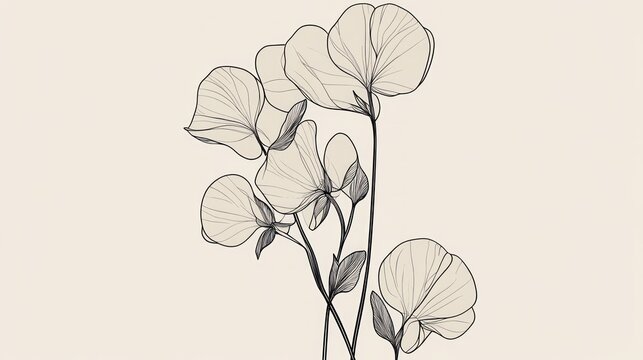 sweet pea flowers black line art clip art preview